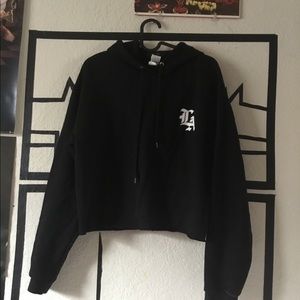 Black LA Crop Hoodie